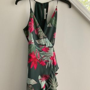Lovers + Friends Gigi Halter Dress Tropical Floral Wrap Dress Size XS